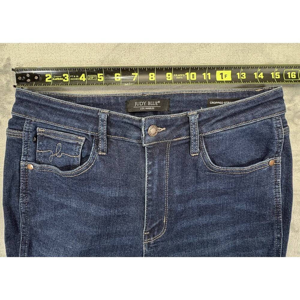 Judy Blue Women’s Cropped Straight Jeans Size 9/29 Cut Ankle Raw Hem Blue Denim - Picture 3 of 11